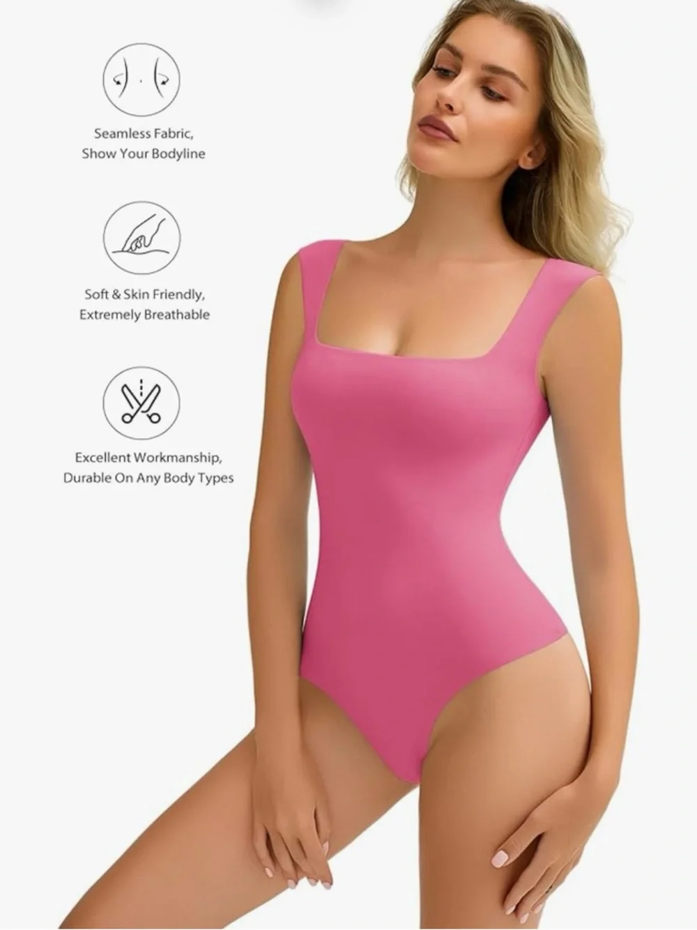 NWT Pink Square Neck Bodysuit XS | Double Lined | Snatched Fit 💕 - Picture 4 of 6